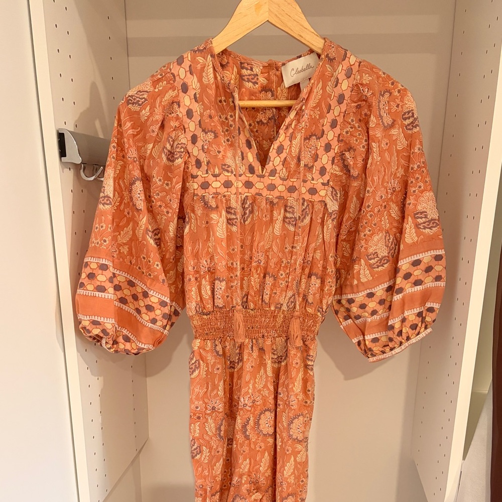 Cleobella Orange Patterned Jumpsuit - image 1
